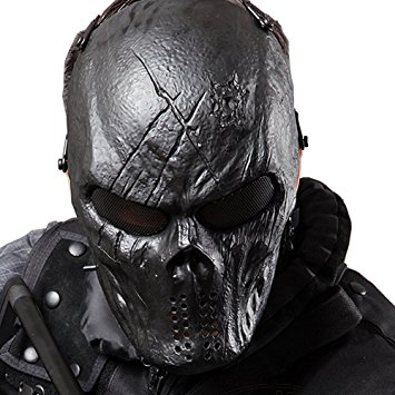 Coxeer Tactical Airsoft Mask Overhead Skull Mask Outdoor Hunting Cs War Game Mask (Black)