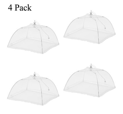 Ilyever 4 Pack 17" x 17" Large Pop-Up Mesh Screen Food Cover Umbrella Tents Keep Out Flies, Bugs, Mosquitos, Wasps - Pefect for Home Outdoor Picnic