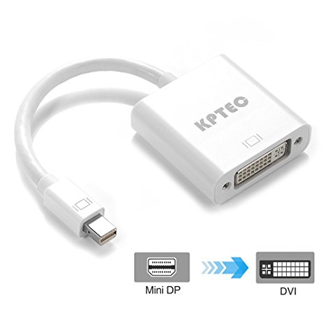KPTEC Mini DisplayPort (Thunderbolt ) to DVI-I Adapter for Apple MacBook, MacBook Pro, MacBook Air - White