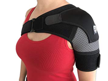 Strong AID - Shoulder Brace Rotator Cuff and Dislocation Adjustable Support for Men and Women (Gray)