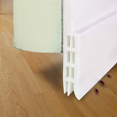 Self-adhesive Weather Stripping Door Bottom Seal Strip, 2" W x 39" L (White)