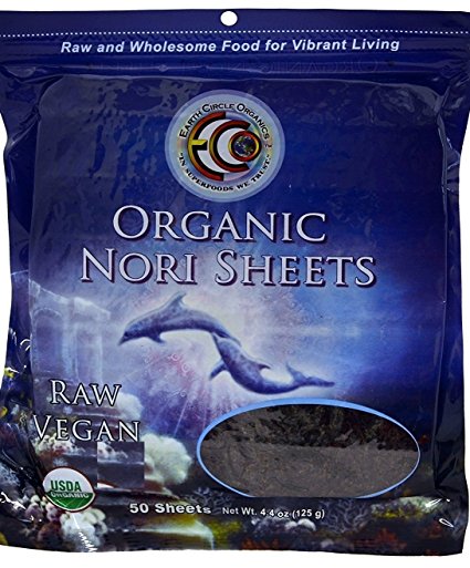 Earth Circle Organics Raw Organic Nori Seaweed, 50 Sheets