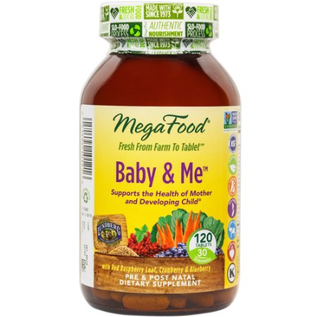 MegaFood - Baby and Me Supports Strength Balance and Mood of a Woman During Pregnancy 120 Tablets Premium Packaging