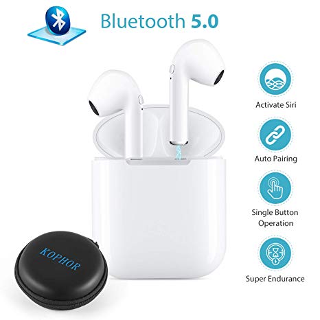 Wireless Bluetooth Earbuds, Bluetooth 5.0 Headphones Mini, Stereo Wireless Earphones with Mic, Bluetooth Headset with Charging Case, Noise Cancelling Headphones for IOS Android Windows Smart Phones
