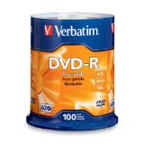 Verbatim 47 GB up to 16x Branded Recordable Disc DVD-R 100-Disc FFP 97460