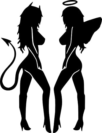 Sexy Angel and Devil Girls / Women Funny Symbol Funny Bumper Sticker Car Van Bike Sticker Decal Free P&P