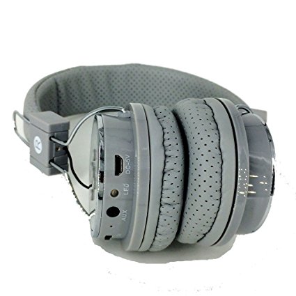 Tengreen Over Ear Headphones with Microphone Universal Headband Card Wireless Music Bluetooth with Mic for Cellphones Iphone/nokia/htc/samsung/lg/motorola/pc/ipad/psp (Gray)