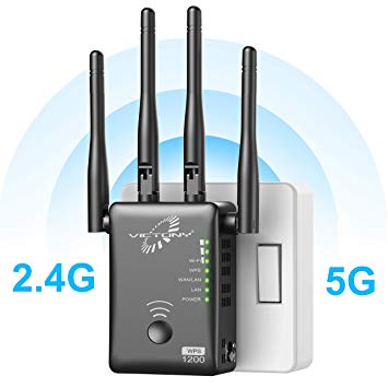 VICTONY WiFi Range Extender 1200Mbps WiFi Signal Booster with Hign Performace External Antennas WiFi Extender for 2.4G and 5G Frequency