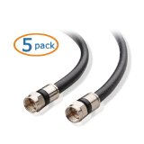 Cable Matters 5-Pack CL2 In-Wall Rated CM Quad Shielded RG6 Coaxial Patch Cable in Black 3 Feet