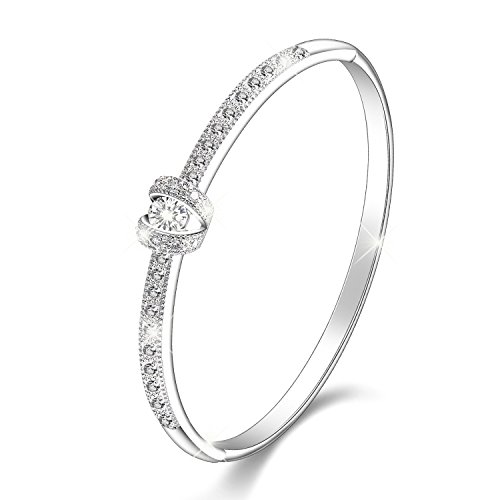 Menton Ezil 18K White Gold "Princess" Bangle Bracelets With Swarovski Crystal Women Jewelry - Gift of Love