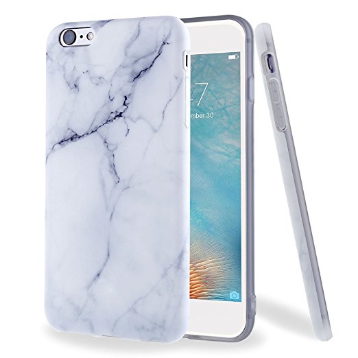For iPhone 6S Plus / 6 Plus Case, ivencase White Marble Pattern Flexible Soft Rubber TPU Skin Case Bumper Silicone Gel Cover for iPhone 6S Plus / 6 Plus 5.5"