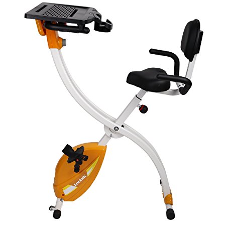 Loctek Upright Foldable Desk Bike Exercise Cycling Work Solution for Home & Office Use Orange