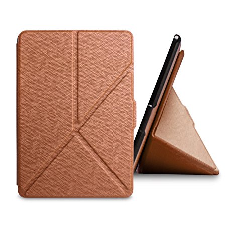 Walnew Amazon Kindle Paperwhite Stand Case Cover--Ultra Lightweight PU Leather Origami Smart Cover for All-New Kindle Paperwhite (Fits versions: 2012, 2013, 2014 and 2015 All-new 300 PPI ),Brown