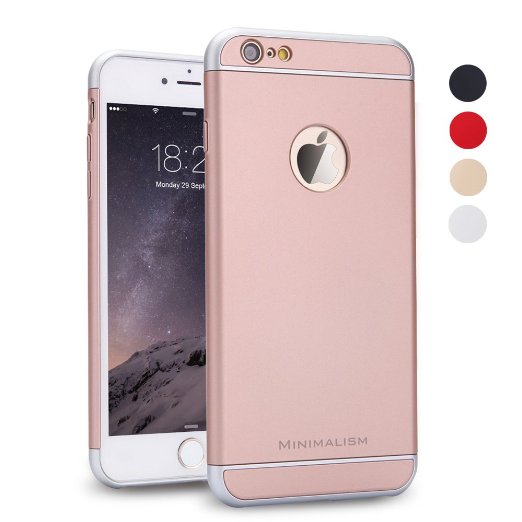 iPhone 6 Case MINIMALISM 3 in 1 Ultra Thin and Slim Design Coated Premium Non Slip Surface with Excellent Grip Case Fit for iPhone 6 472014 and iPhone 6S 472015 -- Rose Gold