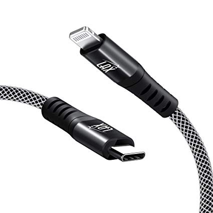 LAX USB C to Lightning Cable - [Apple MFi Certified] Fast Charging Braided Cord, Compatible with iPhone X/XS/XR/XS MAX/8/8 Plus, iPad (1 Feet, Black)