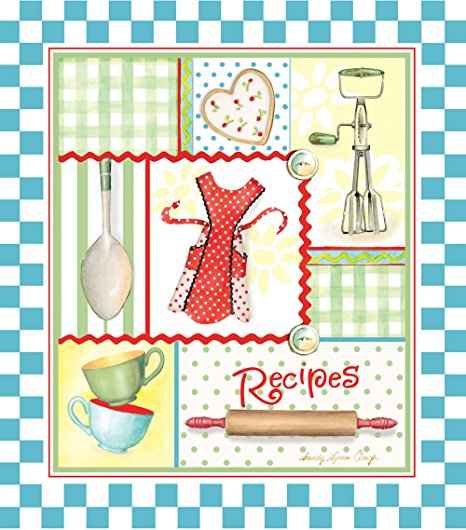 Recipe Binder Set with Plastic Page Protectors and Recipe Cards, Retro Aprons