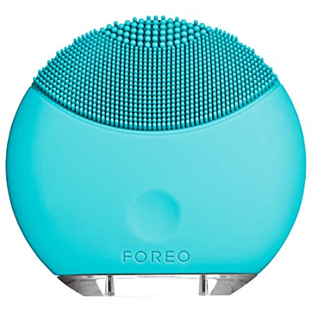FOREO LUNA mini Silicone Face Brush with Facial Cleansing for All Skin Types, Turquoise Blue
