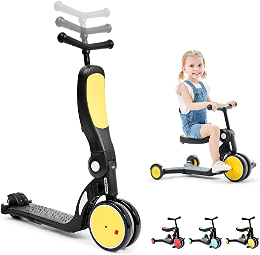 beberoad Kids Scooter, 2020 5-in-1 Kids Tricycles for 2-6 Years Old with Foldable Seat and Adjustable Height Handlebar, Lightweight Multi-Functional Boys and Girls Balance Bike