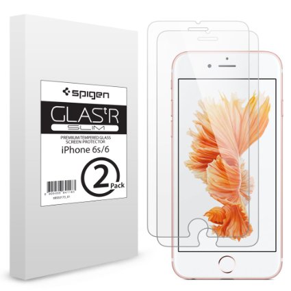 iPhone 6s Screen Protector Spigen 2 PACK iPhone 6 6s Glass Screen Protector 3D Touch Compatible- Tempered Glass Most Durable Easy-Install Wings Rounded Edge Life Warranty -2 PACK SGP11783