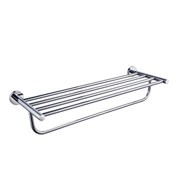 KES Rust Proof 24" Bath Towel Rack with Shower Towel Bar Bathroom Shelves Wall Mounted SUS304 Stainless Steel Minimalist Modern Style Space Saving Organizer Polished Finish, A2110