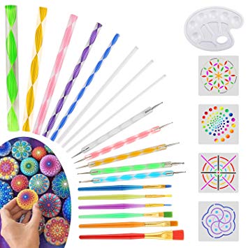 25 Pieces Mandala Dotting Tools for Painting Rocks, Coloring, Drawing and Drafting