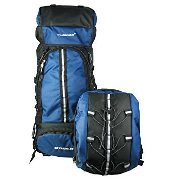 Outlander 70L 10L Internal Frame Hiking Camping Backpack with Zip-off Daypack-Blue