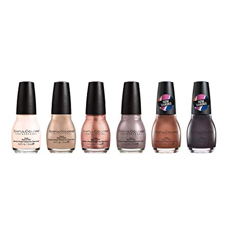 SinfulColors Nude Nail Polish Collection, 6Count (Easy Going, Coco Bae, Hush Money, Hot Toffee, Taupe is Dope, Street Legal)