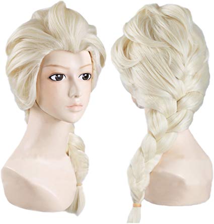 Angelaicos Women's Blonde Wig Halloween Cosplay Long Braid Synthetic Hair Wigs