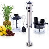 Vremi Stainless Steel 400 Watt Hand Blender - Professional 12-Speed Immersion Emulsion Stick Food Processor and Ice Crusher Combo - Make Baby Food Cocktails and Smoothies Like a Ninja