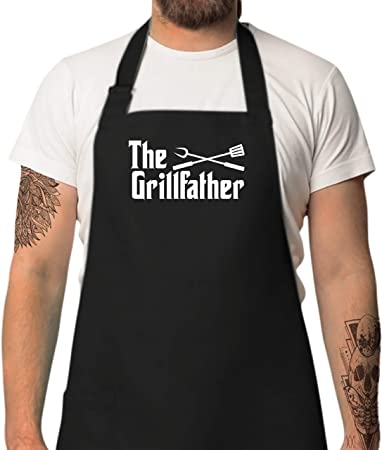 Nomsum Funny Aprons for Men | The Grillfather, Dad Gifts | Premium Quality Kitchen Apron for Men | Ideal BBQ Accessories | Chef Kitchen Grilling Apron