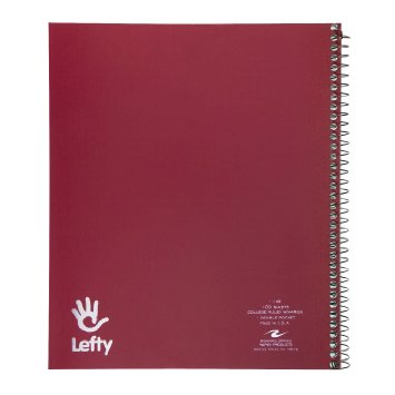 Roaring Spring Lefty Notebook One Subject with 1 Double Pocket 11 x 9 Inches 100 sheets College Ruled Assorted Color Covers