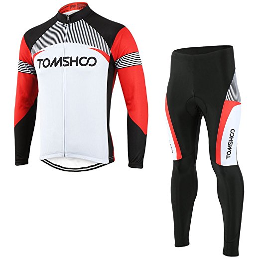 TOMSHOO Cycling Clothing Suits with printing pattern Full Zip Long Sleeve   3D Padded Pants Trousers Breathable Quick-dry Sportswear Cycling Jacket Jersey