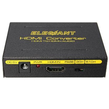 ELEGIANT HDMI Audio Extractor Splitter HDMI to HDMI  SPDIF RCA Stereo LR Audio Output Digital to Analog Audio De-embedder Sound Converter for HDTV PC PS3 Amplifier StereoHeadphones etc