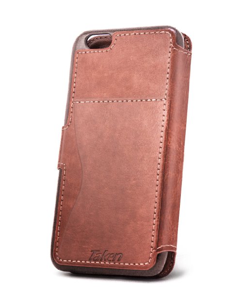 Taken Iphone 6 Wallet Case - Iphone 6s Case Pu Leather - Card Slot - Ultra Slim Dark Brown