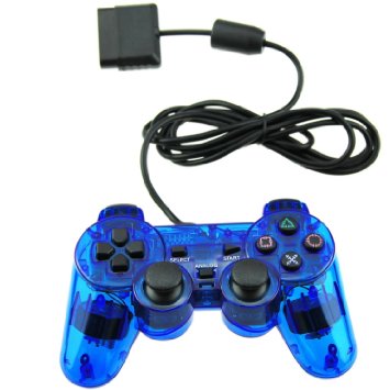 Wired Controller Double Shock For Playstation 2 PS2 Blue