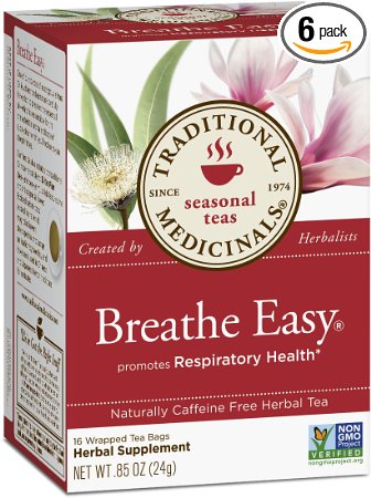 Traditional Medicinals Breathe Easy Tea 16 Tea Bags Pack of 6