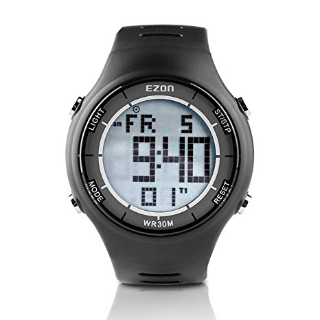 EZON L008 Men's Digital Sport Watch Ultra Thin for Outdoor Running with 3ATM Waterproof/Stopwatch/Timer/Hourly Chime Functions