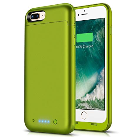 iPhone 8 Plus/7 Plus Battery Case 7000mAh, LCLEBM Rechargeable Extended Battery Pack for iPhone 7Plus 8Plus Charging Case Apple Portable Power Bank (Green)