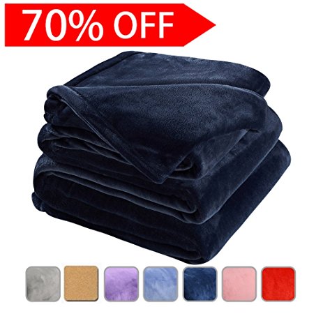 Fleece Bed Blanket Super Soft Warm Fuzzy Velvet Plush Throw Lightweight Cozy Couch Blankets Twin(90-Inch-by-65-Inch)Royal Blue