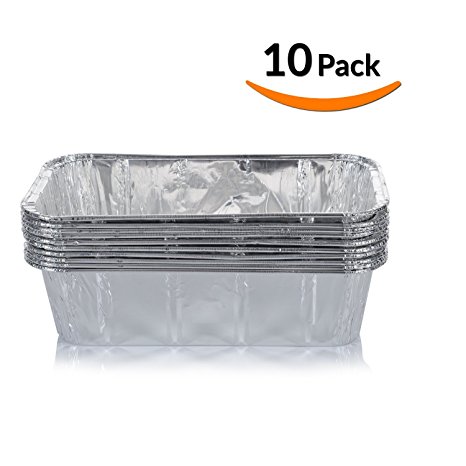 DOBI Loaf Pans - Disposable Aluminum Foil 2Lb Bread Pans, Standard Size - 8.5" X 4.5" X 2.5", (Pack of 10)