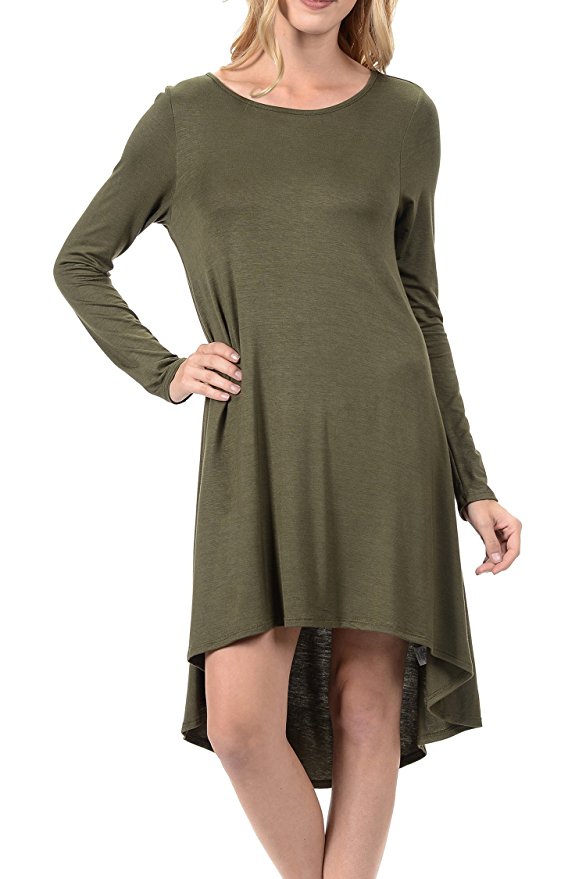 Stretchy Flowy Loose Fit Tunic Dress for Casual Work Cocktail Beach Lounge Sleep