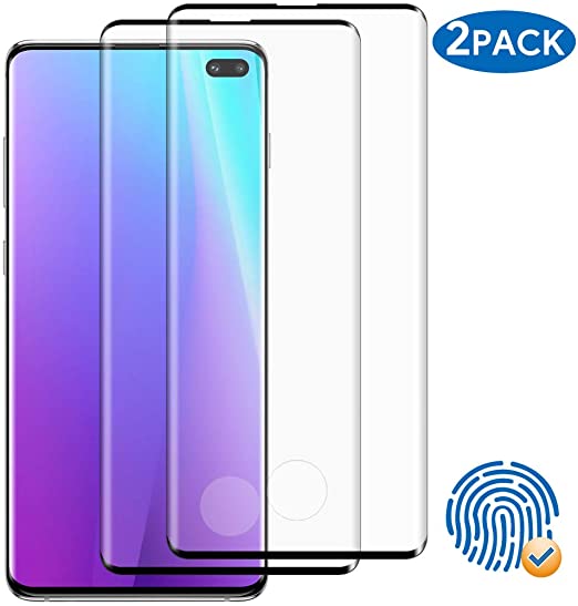 [2-Pack] for Samsung Galaxy S10  Screen Protector, [Full Coverage] [Fingerprint Compatible] [3D Curved Glass] [HD Screen] [Anti-Scratch] [Tempered Glass] for Galaxy S10 /S10 Plus