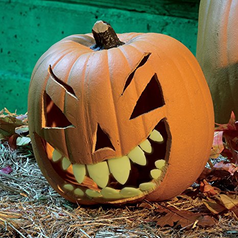 Halloween Pumpkin Carving Kit - Pumpkin Teeth for your Jack O' Lantern - Set of 18 White Shark Teeth