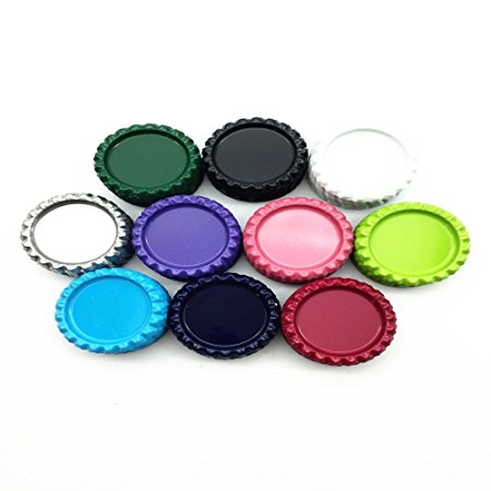 IGOGO 100 PCS Mixed Colors Bottle Caps Craft Bottle Stickers for Hair Bows Pendants Scrapbooks 1 Inch (10colors x 10pcs))