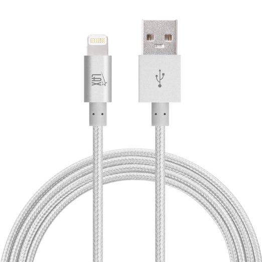 LAX Gadgets 10ft Long Apple MFi Certified iPhone Charger Cord - Durable Braided Lightning Cable for iPhone 6s  6s Plus  6  6 Plus  5s  5c  5  iPad Air 2  Air  Mini 4  3  2  Pro Silver