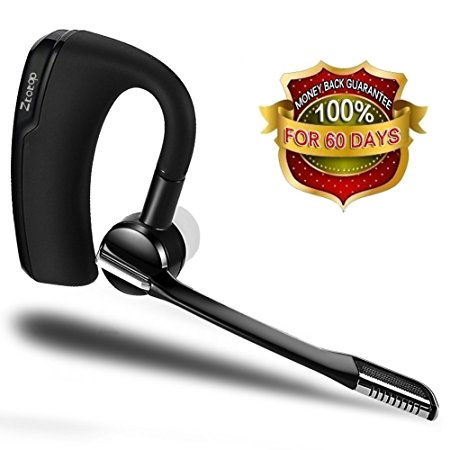 Bluetooth Headset, Ztotop Hands-free Wireless Bluetooth Earpiece Sweatproof Noise Cancelling In-Ear Earphones for Business / Sport / Driving Bluetooth Headphones with Microphone for Apple iPhone Samsung Android PC Laptop (Black)