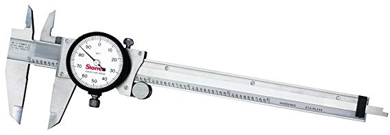 Starrett 120A-6 Dial Caliper, Stainless Steel, White Face, 0-6" Range,  /-0.001" Accuracy, 0.001" Resolution