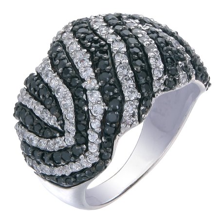 2.65 CT Black Diamond Ring Sterling Silver Size 8