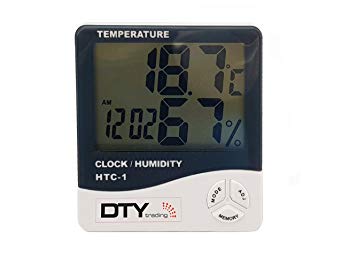 HTC-1 Humidity Time Display Meter with Alarm Clock, Wall Mount or Table Top, Multicolour