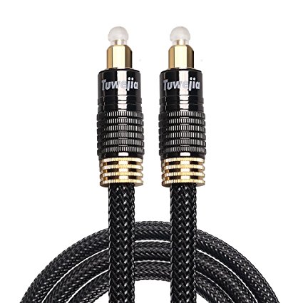 Digital Optical Audio Toslink Cable Tuwejia SPDIF with 24K Gold Plated Case and Nylon Braid for CD players,Blu-Ray players,DATrecorders,DVD players,Game Consoles and Other Audio Devices (3.3Feet)